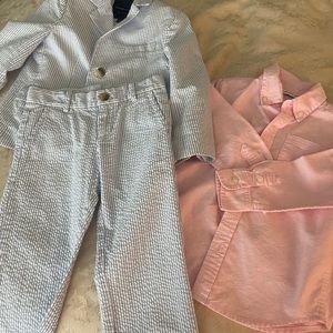 Janie and Jack seersucker suit and dress shirt